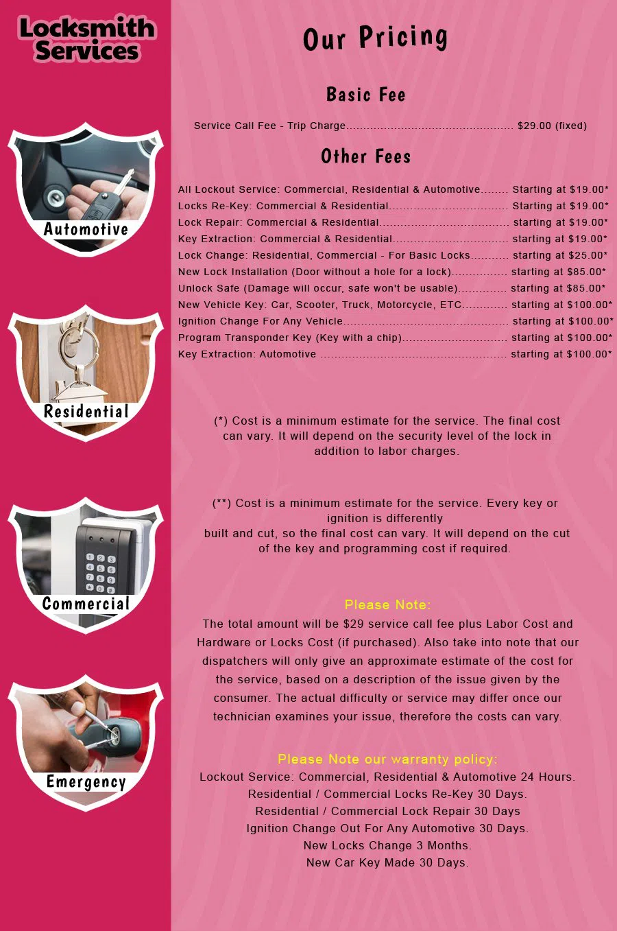 Haledon NJ Locksmith Store Haledon, NJ 973-435-3764 - price-list-c-18
